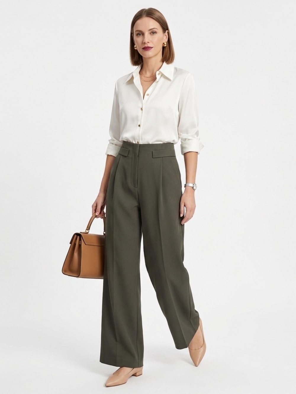 Adrienne Vittadini Wide Leg Trousers Size 2 Black High Waist Workwear